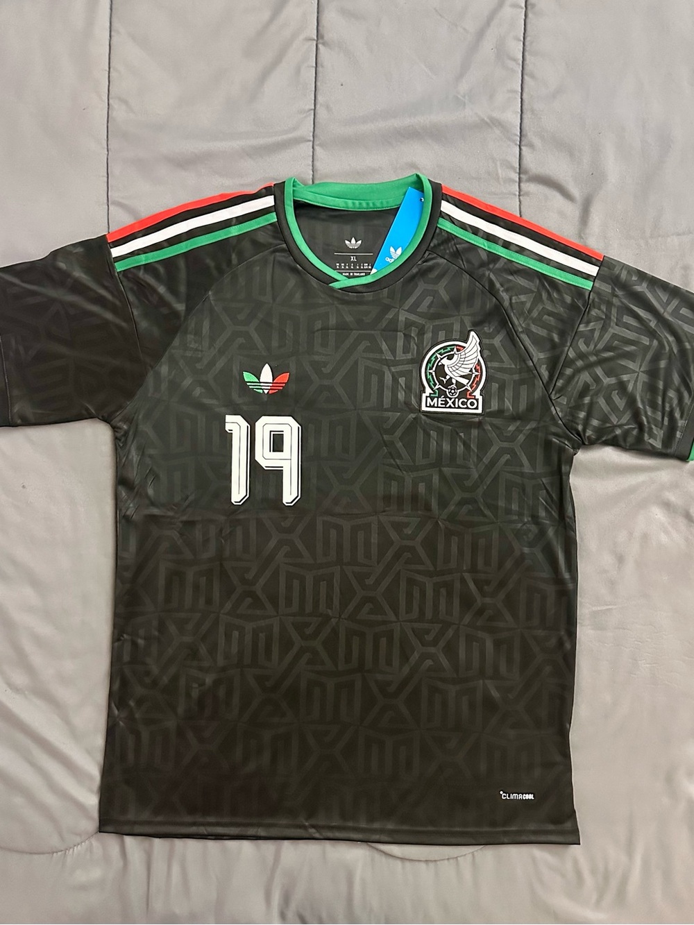 Black Mexico Football Jersey with Green & Red Accents